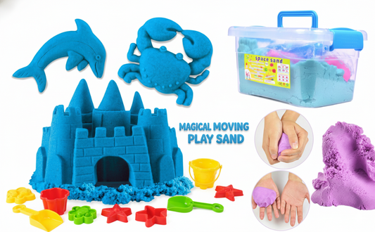Kinetic Sensory Play Sand (1000g / 1 Kg) with Sculpting Tools by Abley's