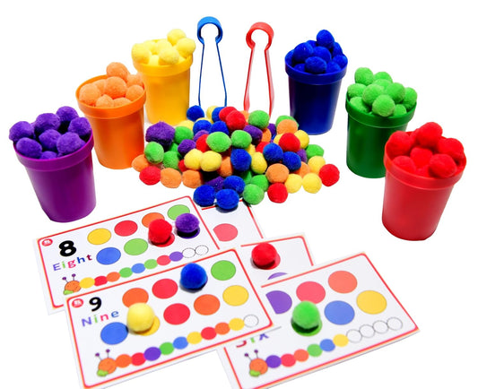 Sensory Sorting Pom-Poms with Jumbo Fine-Motor Tweezers by Abley's