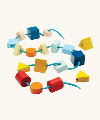 Geometric Wooden Lacing & Threading Beads Set (Shapes & Colors) by Abley's