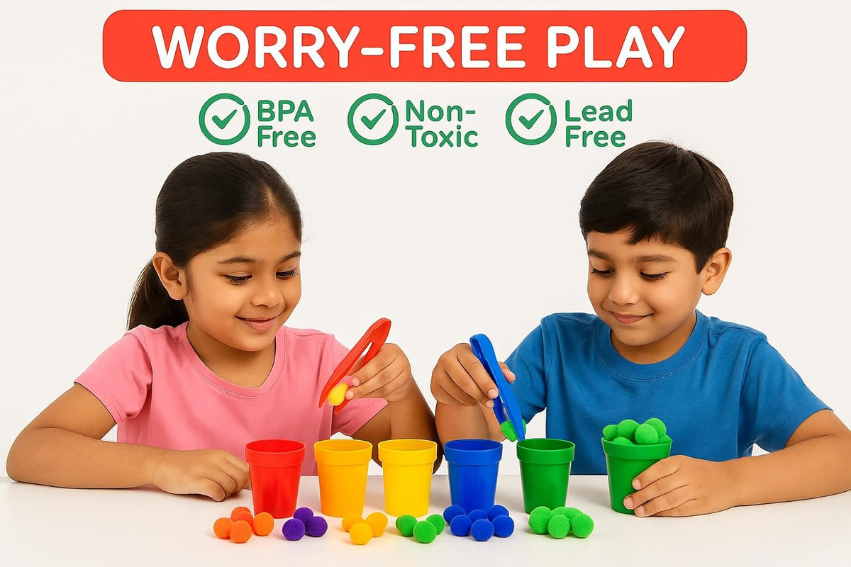 Sensory Sorting Pom-Poms with Jumbo Fine-Motor Tweezers by Abley's