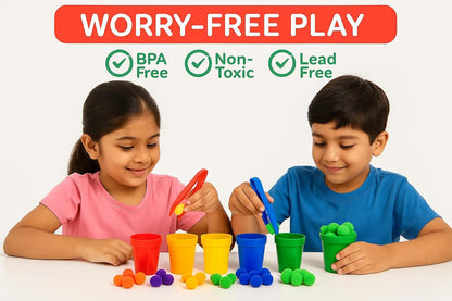 Sensory Sorting Pom-Poms with Jumbo Fine-Motor Tweezers by Abley's
