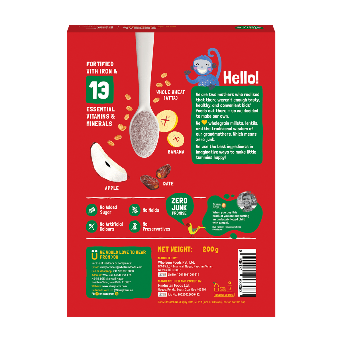 Cereal: Wheat, Apple and Date with milk