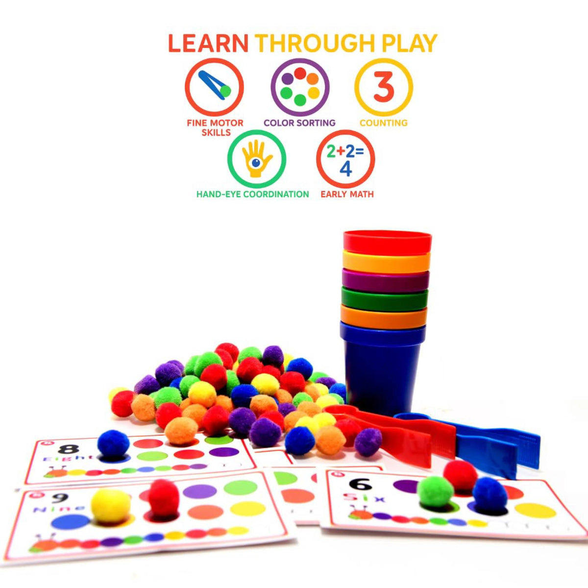 Sensory Sorting Pom-Poms with Jumbo Fine-Motor Tweezers by Abley's
