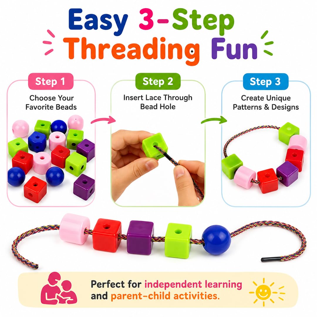Jumbo Threading Beads (Large Size) for Early Motor Grasp by Abley's