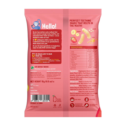 Slurrp Farm Multi grain NO SUGAR NO SALT puffs - Strawberry