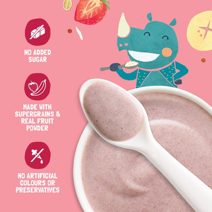 Slurrp Farm Cereal - Ragi, Rice and Strawberry with Milk