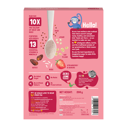 Slurrp Farm Cereal - Ragi, Rice and Strawberry with Milk