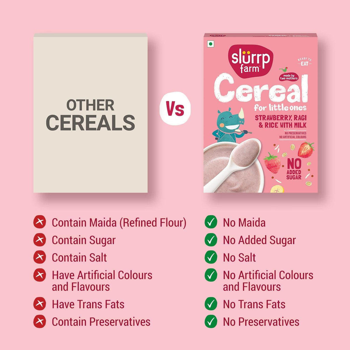 Slurrp Farm Cereal - Ragi, Rice and Strawberry with Milk