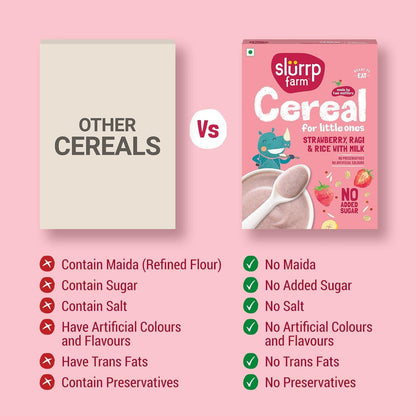 Slurrp Farm Cereal - Ragi, Rice and Strawberry with Milk